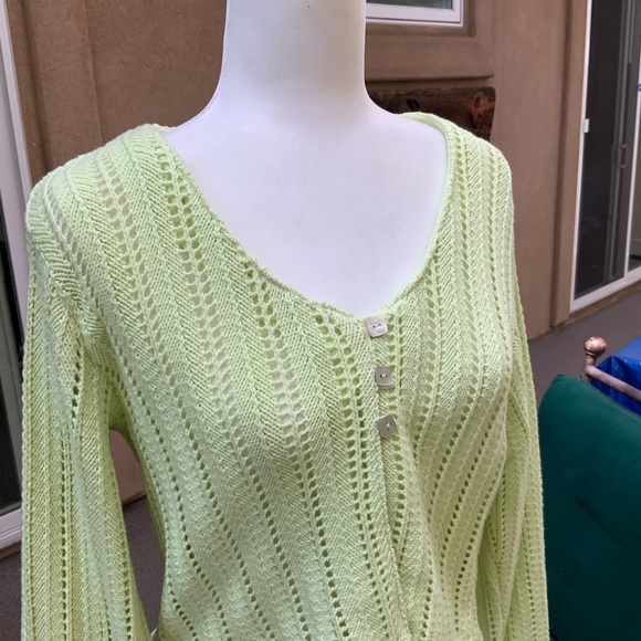Lovely, Summery Lime Cardigan. Sz. M. 100% Cotton. - Picture 2 of 10
